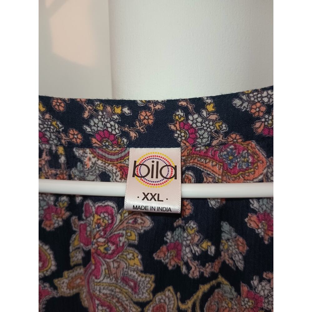 Bila Womens Boho Peasant Top XXL Paisley Flowy Festival Beach - Picture 6 of 10